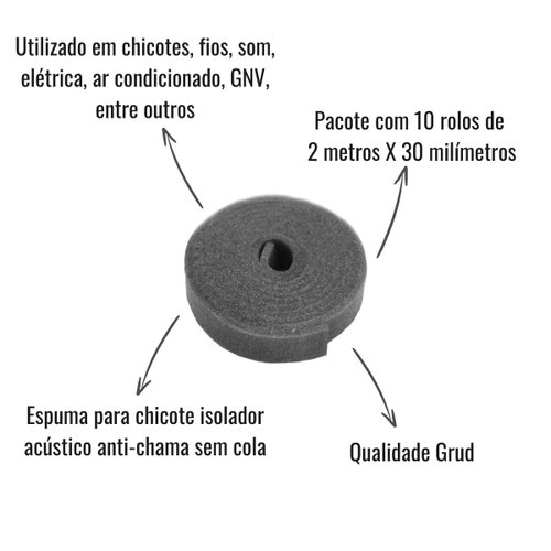 Espuma para Chicote Sem Cola Grud GS211 2Mx30MM