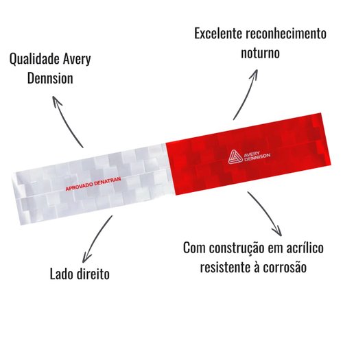 Faixa Refletiva Lateral Avery Dennison Lado Direito 5x30cm 10 Unidades