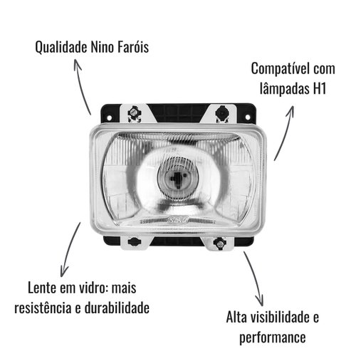 Farol Alto Nino H1 Lado Esquerdo/Direito para MB Cara Preta