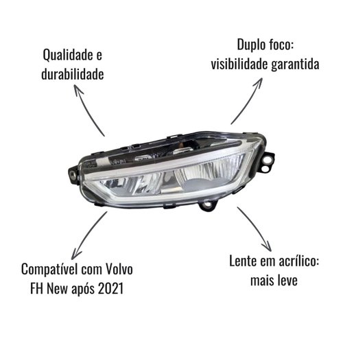 Farol Auxiliar Lado Esquerdo Duplo Foco para Volvo FH New Após 2021