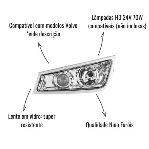 Farol Auxiliar Nino H3 F-301 LE para Volvo FH/FM