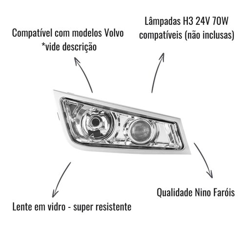 Farol Auxiliar Nino H3 F-302 LD para Volvo FH/FM