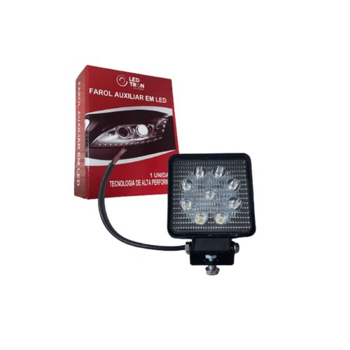 Farol Auxiliar Ledtron 9 LEDs 27W Bivolt Quadrado Branco 11"