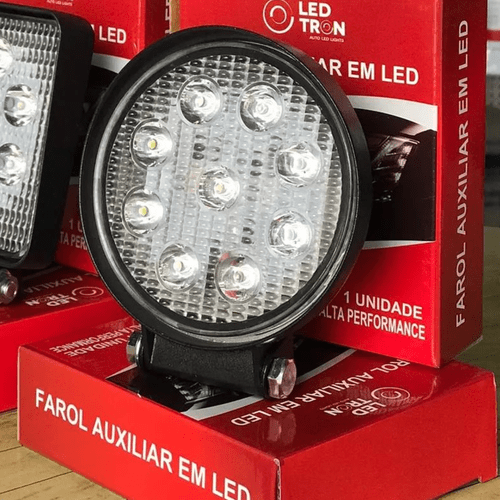 Farol Led Auxiliar Bivolt Redondo com 9 Leds uso diverso