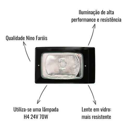 Farol Principal C/Moldura Nino F-50C LD/LE para Scania