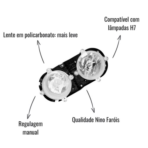 Farol Principal Duplo Diagonal Nino H7 LE para Ford Cargo