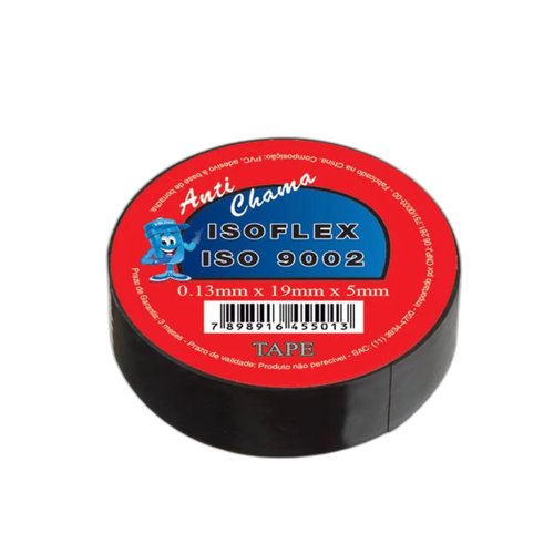 Fita Isolante Anti-chama Isoflex Preta 0,13X19mm 5M 10 Unid