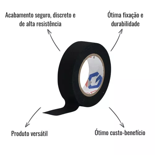 Fita Isolante de Tecido Grud Preta 10 metros x 1,9 cm