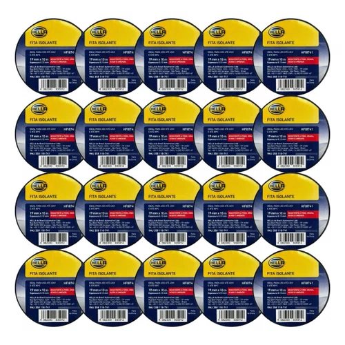 Fita Isolante Hella Preta 10 Metros 19mm 50 Rolos