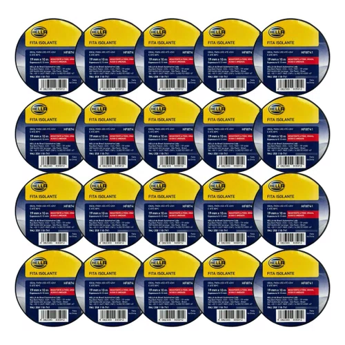 Fita Isolante Hella Preta 5 Metros 19mm 100 Rolos