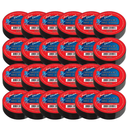 Fita Isolante Isoflex Preta 5 Metros 19mm 100 Rolos