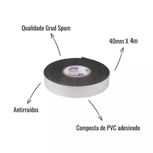 Fita PVC Expandido Antirruído Grud Spum 4 metros x 4 cm