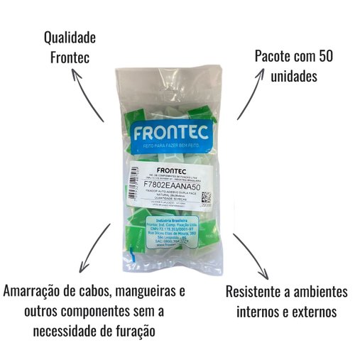 Fixador Auto Adesivo Frontec Natural 28x28mm 50 Uni