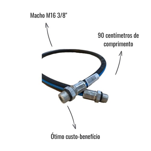 Flexível para Cuica Freio Carreta 90cm M16 Macho X Macho