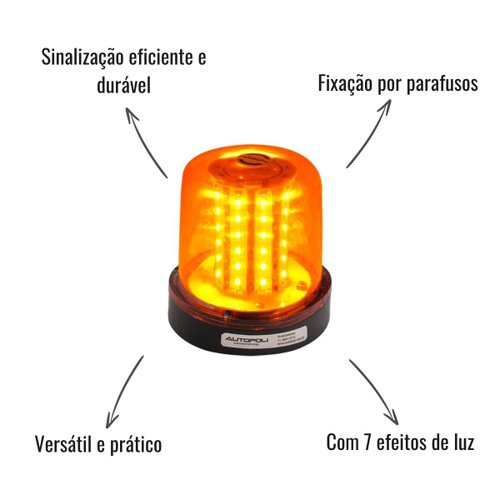 Giroflex LED Autopoli Âmbar C/Parafusos Bivolt