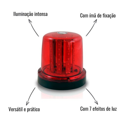 Giroflex LED Autopoli Vermelho C/Imã C/Plug Acendedor Bivolt