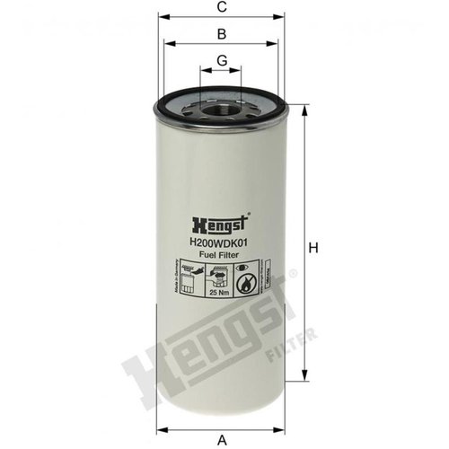 Filtro Rosqueável de Combustível Hengst H200WDK01 para Volvo