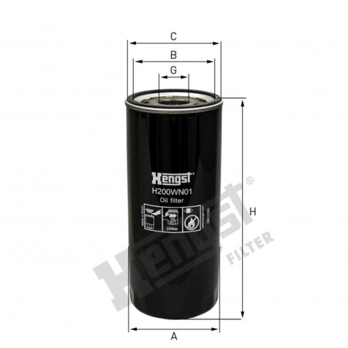 Filtro Lubrificante Óleo Hengst Rosqueável H200WN01