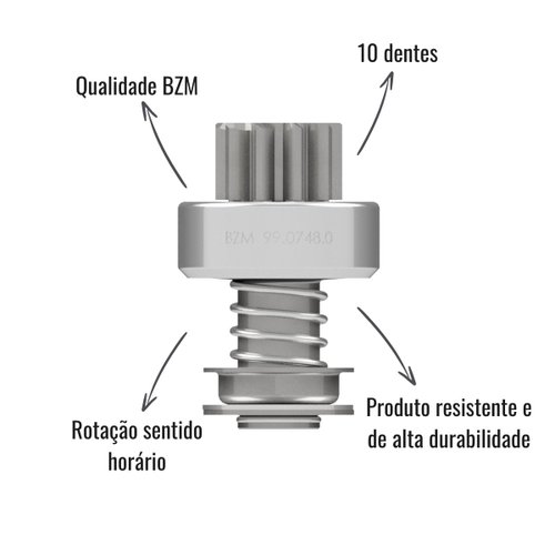 Impulsor de Partida BZM 99.0748.0 C/10 Dentes para Ford Cargo 1618