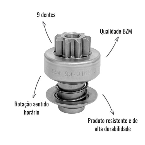 Impulsor de Partida BZM 99.0162.0 C/9 Dentes para Ford