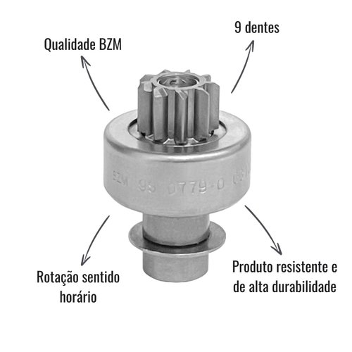 Impulsor de Partida BZM 99.0779.0 9 Dentes para Fiat Fiorino Uno Siena Strada