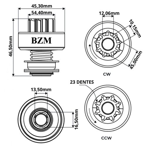Impulsor De Partida BZM 99.0890.0 Ford Courier Fiesta Ka