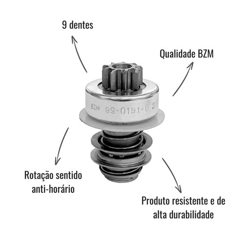 Impulsor de Partida BZM 99.0191.0 C/9 Dentes para Volkswagen