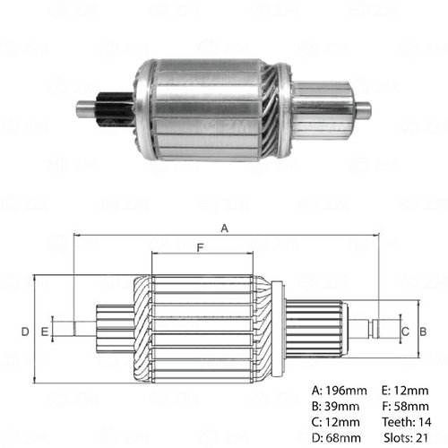 Induzido Mercedes Benz Volkswagen Volvo ZM 7,0Kw M9T8 24v