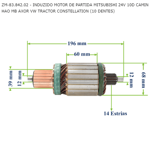 Induzido Mercedes Benz Volkswagen Volvo ZM 7,0Kw M9T8 24v