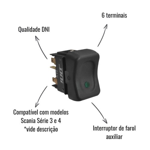 Interruptor de Farol Auxiliar DNI 2018 para Scania Série 3 e 4