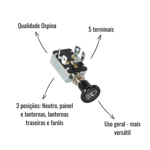 Interruptor de Luz Ospina 3 Posições 5 Terminais Universal