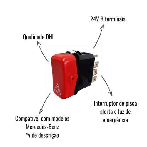 Interruptor Luz de Emergência DNI2101 24V Mercedes-Benz