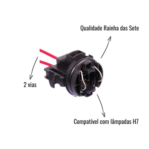 Kit Chicote Soquete Farol H7 Rainha das Sete ETE 7336 4 Unid