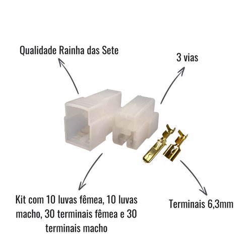 Kit Conectores C/Terminais Rainha das Sete ETE7503 3 vias
