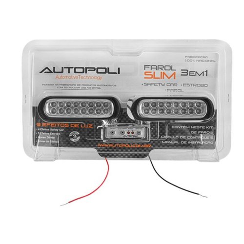 Kit Farol LED Slim Autopoli Bivolt 3,2W Universal Preto