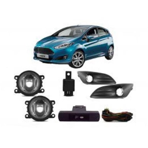 Kit Farol De Milha Tiger New Fiesta 14-17 Moldura Aro Cromado