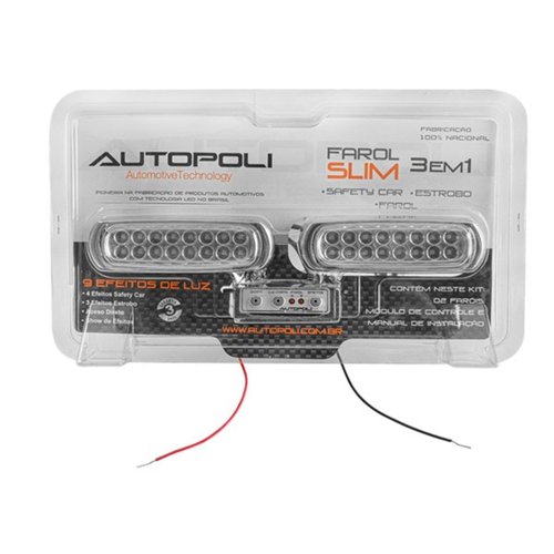 Kit Farol LED Slim Autopoli Bivolt 3,2W Universal Cromado