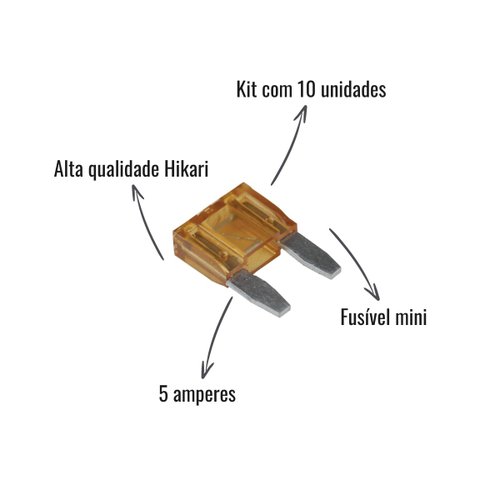 Kit Fusível Mini Hikari H-2005 5A Caramelo 10 Unidades