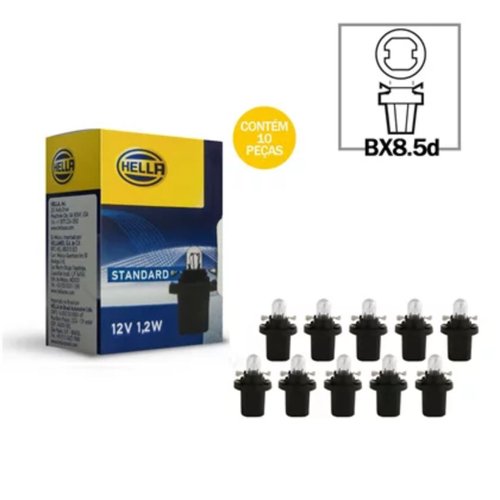 Kit Lâmpada Hella 12V 1,2W B8.5d 2721MF 10 Unidades
