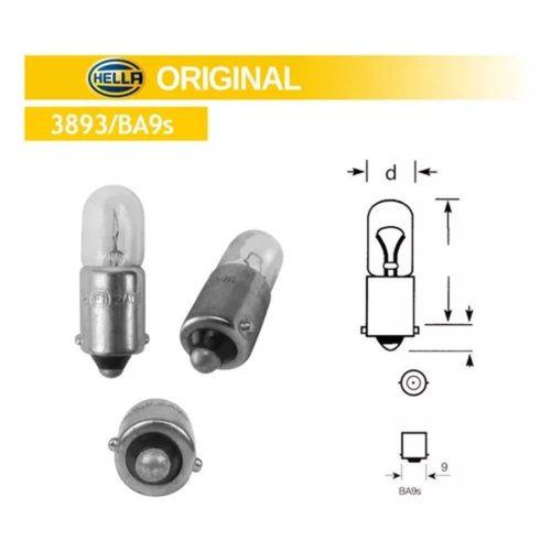 Kit Lâmpada Hella 12V 4W BA9s 1 Polo 10 Unidades