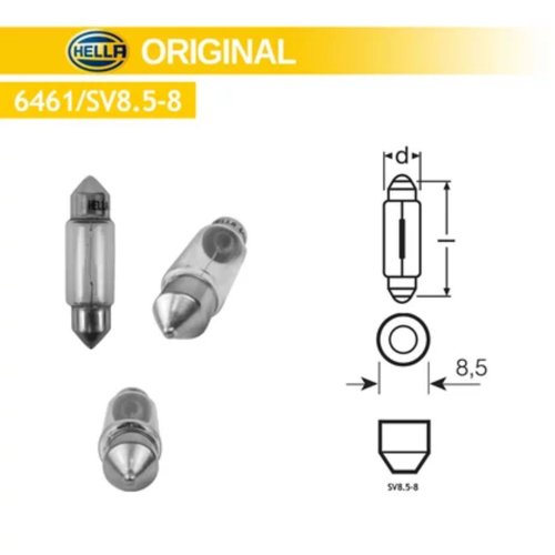 Kit Lâmpada Hella Torpedo 12V 10W T3,25 SV8,5-8