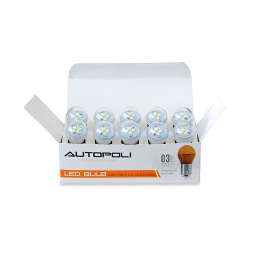 Lâmpada LED Autopoli Branco 24V 3W BA15S-21 (1141) 10 Unid