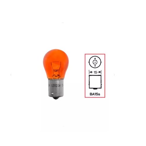 Kit Lâmpadas Hella 12V 21W BA15s 1Polo Âmbar 10 Unidades