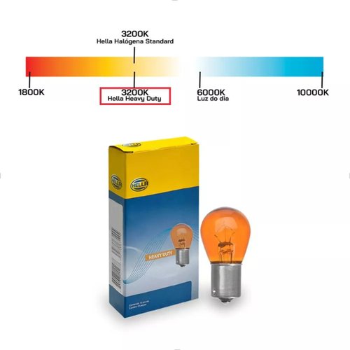 Kit Lâmpadas Hella Heavy Duty Âmbar 24V 21W PY21W 10 Unid