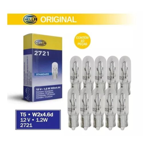 Kit Lâmpadas Hella Pinguinho 12V 1,2W W2x4.6d 10 Unidades