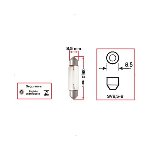 Kit Lâmpadas Torpedo Hella 24V 5W SV8,5-8 10 Unidades