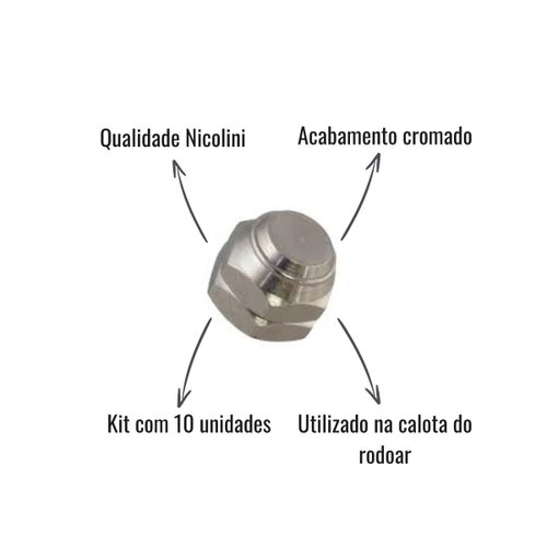Kit Porca para Calota de Rodoar Nicolini 10 Unidades