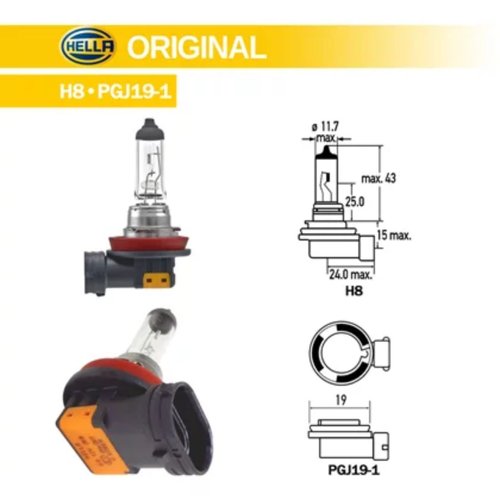 Lâmpada Halógena Hella H8 12V 35W PGJ19-1
