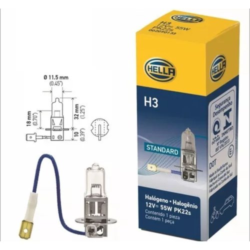 Lâmpada Halógena Hella H3 12V 55W PK22s