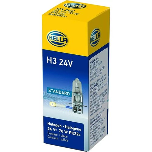 Lâmpada Halógena Hella H3 24V 70W PK22s